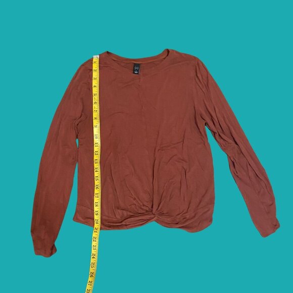 🧡 Eileen Fisher Rust Twist-Front Long Sleeve Top (Size L)  Effortlessly Chic - Picture 3 of 6
